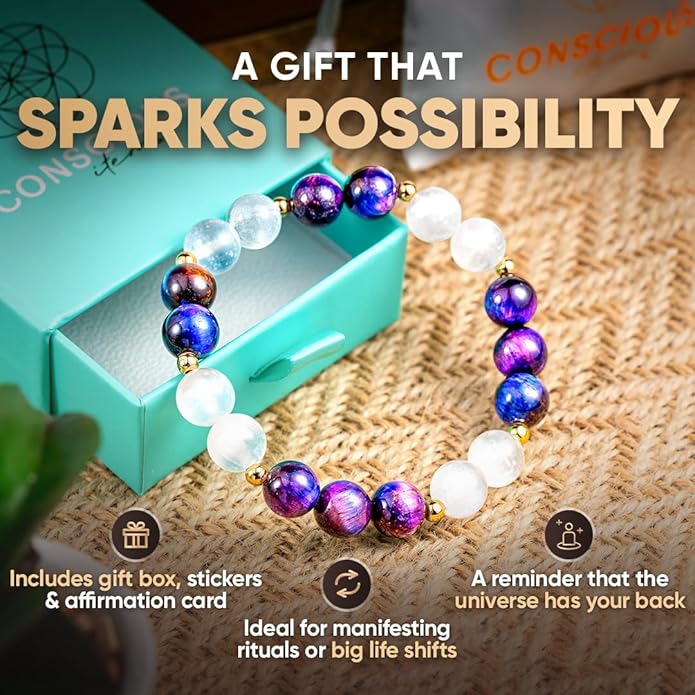 Conscious Items Wealth & Manifestation Bracelet for Women & Men, Prosperity Bracelet with Money Crystals & Natural Stone for Abundance, Goal Attraction, & Positive Intentions