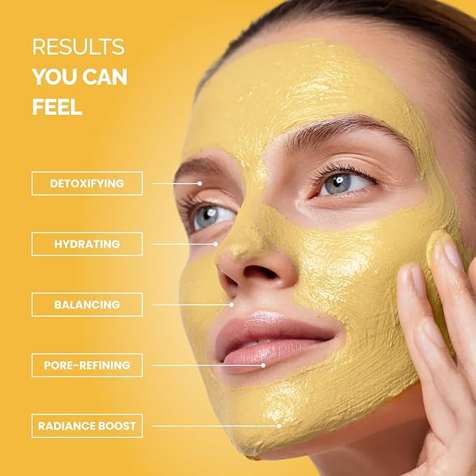 PLANTIFIQUE Korean Turmeric Clay Mask with Vitamin C for Face & Body – Targets Dark Spots, Refines Pores & Hydrates – Mascarilla de Arcilla – Includes Spatula – 110g / 3.88 oz