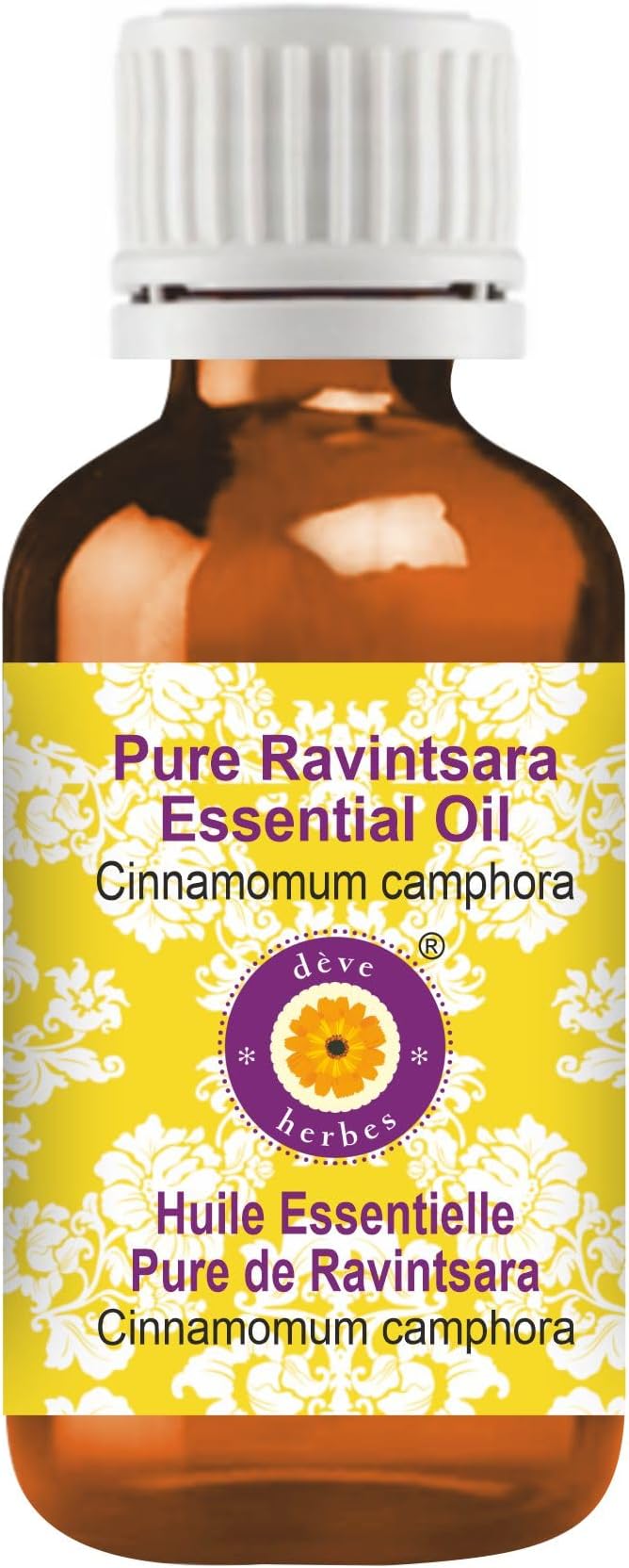 Deve Herbes Pure Ravintsara Essential Oil (Cinnamomum camphora) Steam Distilled 100ml (3.38 oz)