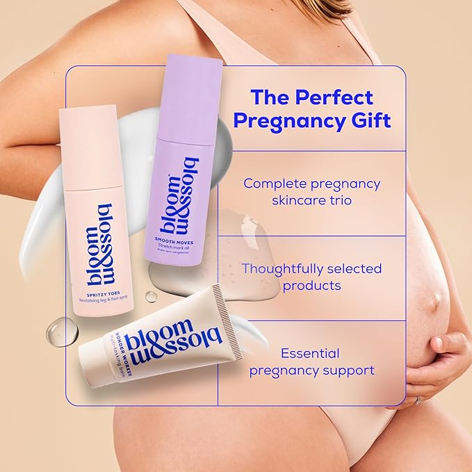 Bloom & Blossom - You've Got This Mama, Maternity Gift Set, 3-Piece Self-Care Kit for Expecting & New Moms with Stretch Mark Oil, Foot Spray Multi-Tasking Balm - Baby Shower, Maternity & New Mom Gift
