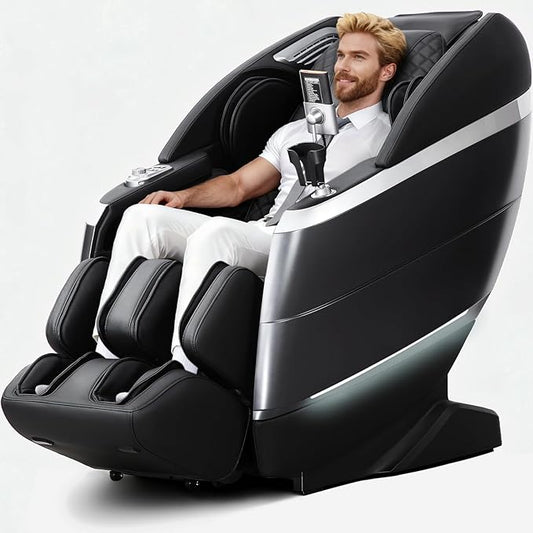 4D Zero Gravity Massage Chair with Deep Tissue Knead & Body Scan - 55" SL-Track Full Body Shiatsu Massage Recliner with Heating, 36 Airbags & Voice Control - 18 Auto Modes & 11 Techniques (Black)