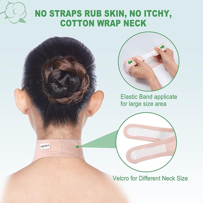 DEROWN Castor Oil Pack Wrap for Neck, Organic Cotton Flannel & Waterproof PUL, Reusable Massage Pack Without Oil Leak Design