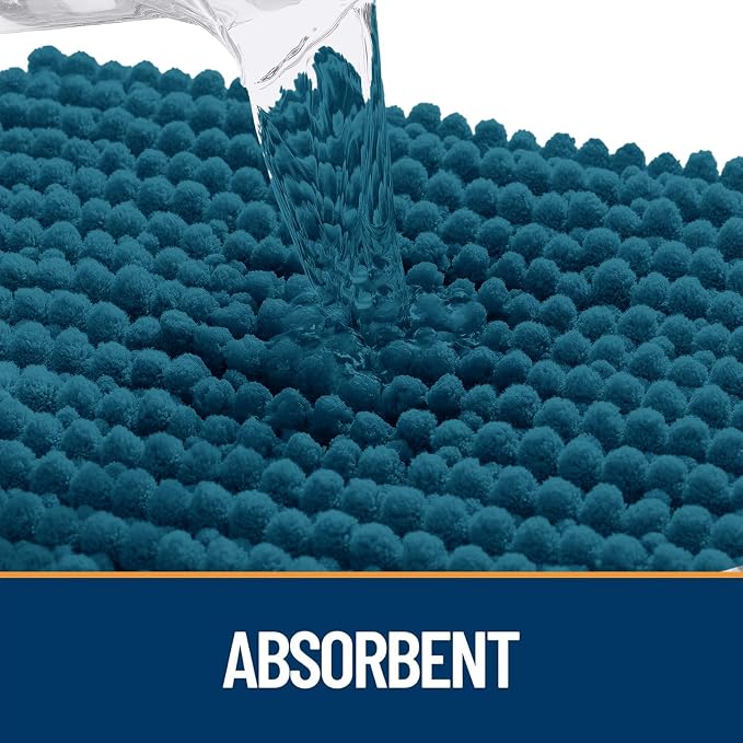 OLANLY Dog Door Mat for Muddy Paws 24x16, Extra Absorbent Chenille Mud Mat | Atlantic Blue, Absorbs Moisture and Dirt, Non-Slip Machine Washable Doormat, Quick-Drying Indoor Entryway Floor Mat for Dogs