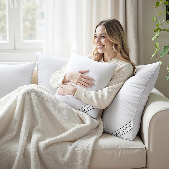 MIULEE 20x20 Pillows Inserts Pack of 4, Down Alternative Virgin Filling | Decorative Pillow Insert, Comfy Support Throw Pillows for Sofa Couch Bed