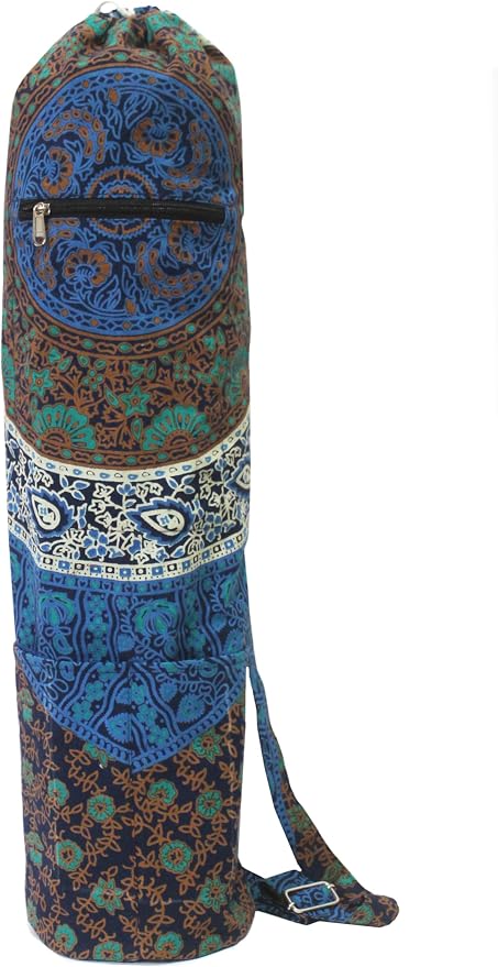INDIAN CRAFT CASTLE Yoga Mat Bag, Full-Zipper Yoga Mat Carrier with Adjustable Strap, Front & Exterior Phone Pocket, Stylish & Functional Fitness Mat Holder for Women & Men