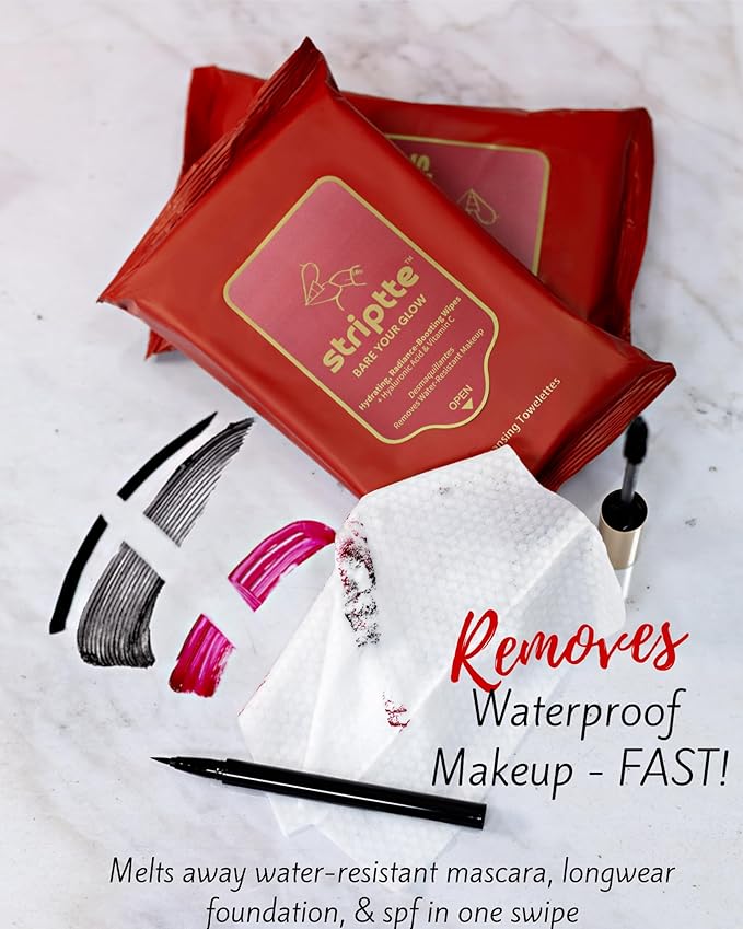 Fresh One Makeup Remover Wipes - Facial Cleansing | Deeply Hydrating | Brightening, Radiance-Boosting | Gently Removes Waterproof Makeup, Oil, & Eye Mascara | Face wipes for women | STRIPTTE (90 CT)