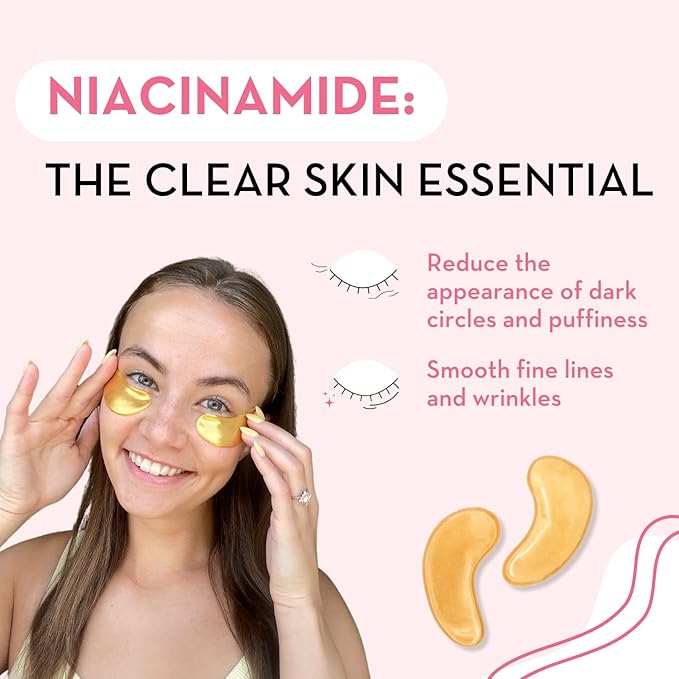 Elizabeth Mott 24K Gold Under Eye Patches - Collagen, Niacinamide & Peptides for Puffy Eyes, Dark Circles & Wrinkles - Hydrating & Brightening Eye Mask, Cruelty-Free