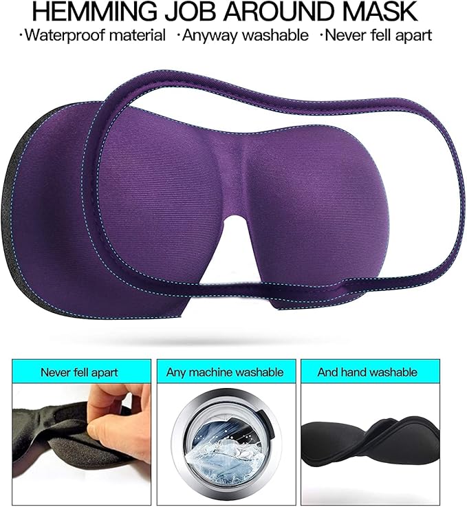 3D Eye mask for Sleeping,Machine Washable, Sleep Mask for Women, Blinder Blindfold Airplane (Black+Navy)