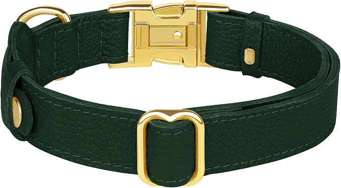 Leather Airtag Dog Collar - Soft Tracking Dog Collar with Apple AirTag Holder and Metal Buckle - Safety GPS Pet Collars for Small Medium Large Dogs Puppy Pink Red (Green, XL, 20"-25" Neck Fit)
