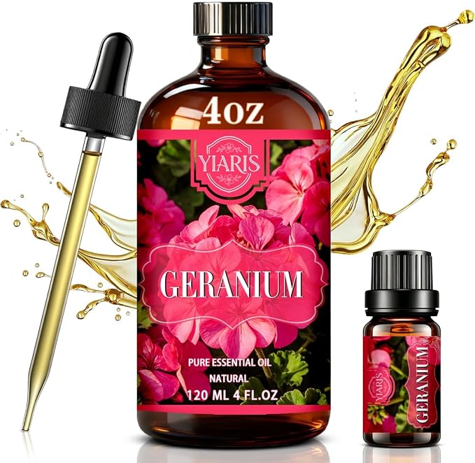Geranium Essential Oil 4.33oz for Diffuser & Mood Lift | Floral geranium scent for diffuser, aromatherapy, mood enhancement, candle making, soap crafting, DIY
