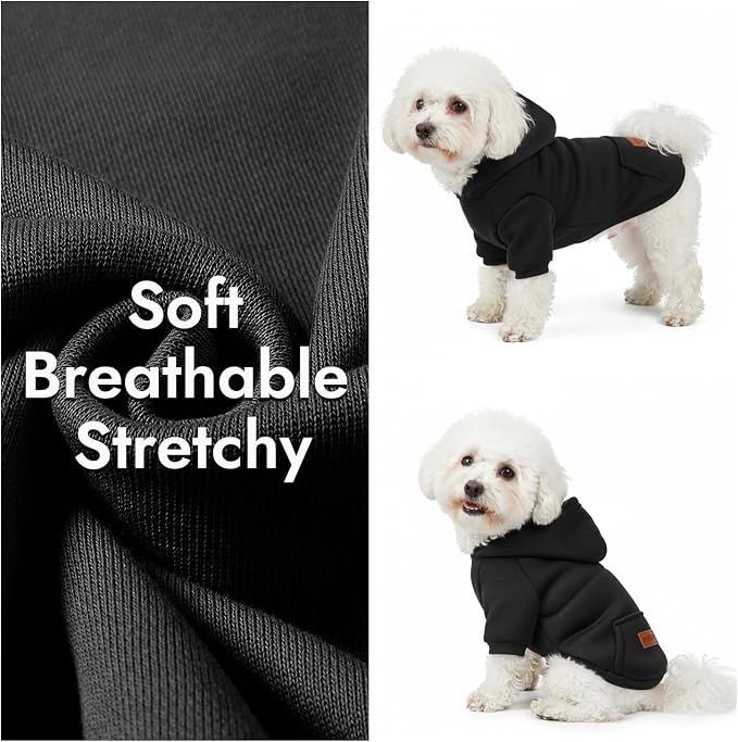2 Pack Dog Hoodie Warm Hood Dog Sweater Cold Weather Small Dogs Sweatshirt Comfort Pet Clothes for Small Medium Dogs with Pockets Cats Chihuahua Clothes for Male Female Girl Boy Sporty Daily Wear
