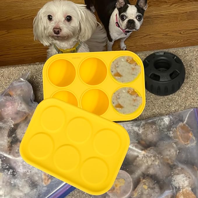 BABORUI 6 Cavities Dog Treat Molds with Lid for Woof Pupsicle XLarge 75lbs Up, Dishwasher Safe, Reusable Frozen Dog Treat Molds Silicone for Making Mix Refills Pops Ice Popsicle Treats (XL & Lid)