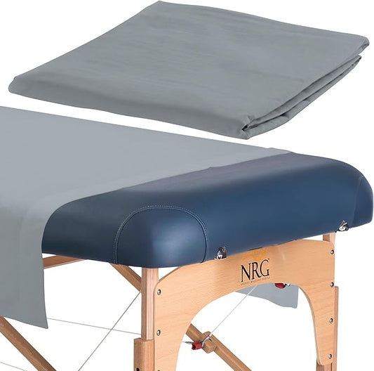Deluxe Flannel Flat Massage Table Sheets by NRG - 100% Cotton Flannel Massage Linens - 160 GSM, 200 Thread Count - Soft Double Brushed Cotton - Oversized for Better Coverage - 63" x 100" - Color Ocean