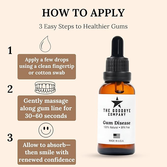 The Goodbye Company Gum Disease Treatment - 100% Pure Neem & Clove Oil - Natural Gingivitis Remedy - Non-Toxic, BPA-Free Oral Care - Fast-Acting Gum Healer (30ml)