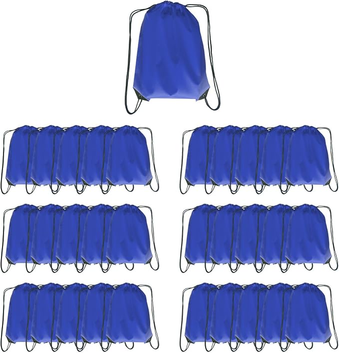 Drawstring Backpack Bulk 30 packs Draw String Backpack Bags DIY Gym Sports trip Traveling Yoga ride Pedestrianism Cinch Bag Sackpack Drawstring (royal blue)