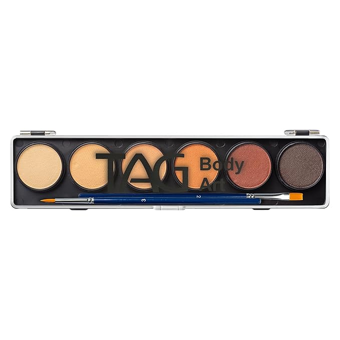 TAG Professional Face & Body Paint Skin Tone Palette 6 x 10g, Non Toxic, Hypoallergenic, Easy to Wash, Ideal for Kids Parties, Halloween, Cosplay and Festivals