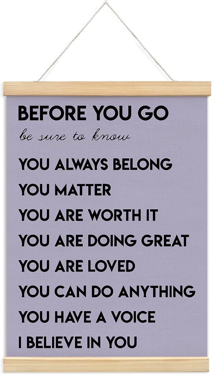 foedor Purple Health Positive Classroom Office Wall Art Decor,12x16 Inch | Affirmations Inspirational Therapist Nurse Wall Art Decor for Kids Teen Girls Room Playroom Wall Decor Wood Posters Framed