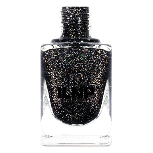 ILNP Silhouette - Rich Black Gold Flake Holographic Nail Polish