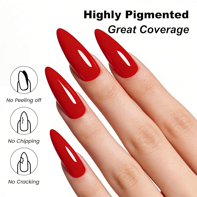 YTD Likomey Bright Red Gel Nail Polish,15ml Salon Home DIY Manicure and Pedicure Fall Winter Soak Off UV Color Varnish,CS446