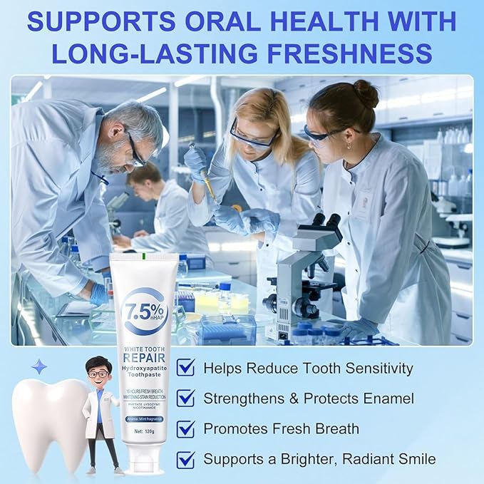 7.5% Hydroxyapatite Toothpaste, 7.5% Hydroxyapatite Toothpaste for Enamel Protection and Tooth Strengthening, White Tooth Repair, Sensitive Teeth, Gentle Mint, Daily Use for Oral Health (4)
