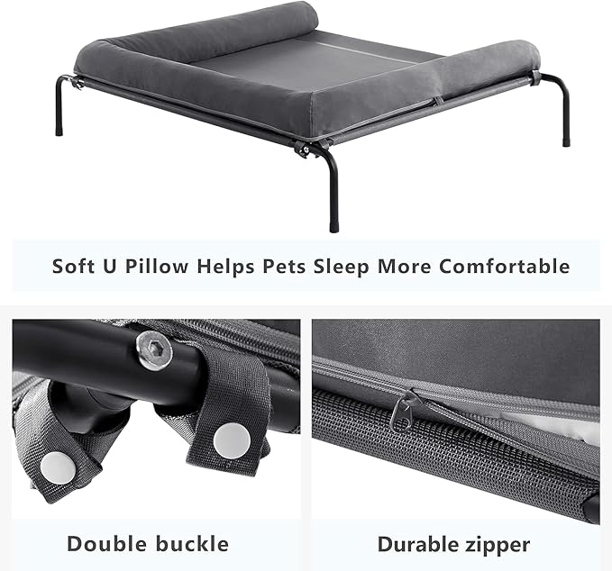 WESTERN HOME Cooling Elevated Dog Bed for Large Dogs,Outdoor Raised Dog Bed | Dogs Cot Portable Indoor, Raised with Breathable Mesh, Chew Proof Pet Hammock Cots, Removable and Waterproof Bolsters