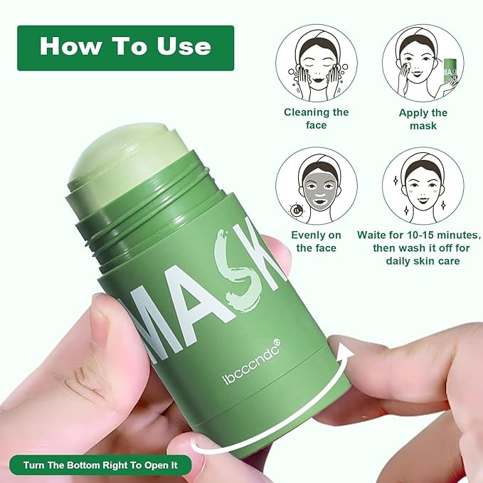 Green Tea Deep Cleanse Mask for Face,Blackhead Remover Face Mask,Poreless Deep Cleanse Mask Stick for Purifying,Moisturizing,Oil Control Reduce for Women and Men,2PCS