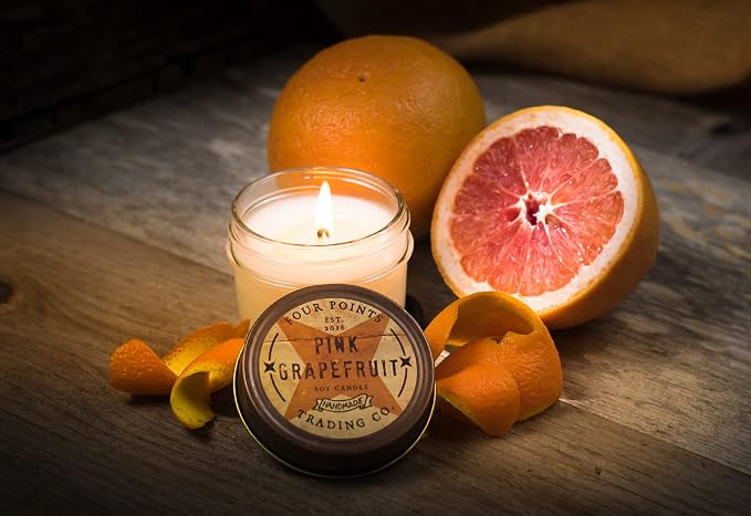 Pink Grapefruit 4 Oz Scented Soy Aromatherapy Candle w/Jar