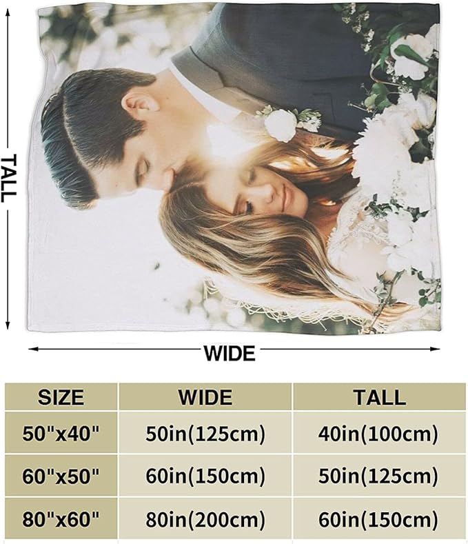 QETXVI Custom Blanket with Photos Text Customized Blanket Personalized Flannel Throw Blankets for Adult Kid Birthday Christmas Halloween Fathers Mothers Valentines Gift - 60"x 80"