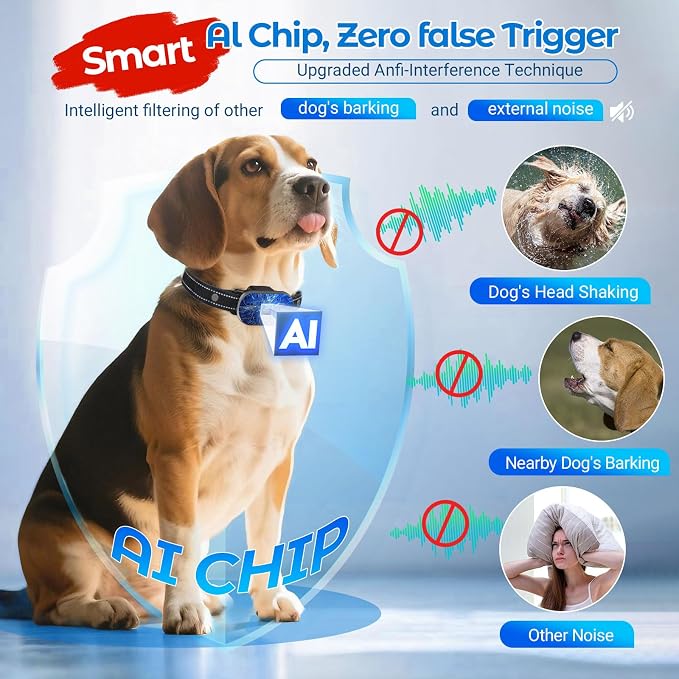 Bark Collar 2 Pack, Bark Collar for Large Medium Small Dog, Automatic Bark Shock Collar Small Dogs 5-15lbs, Anti Barking Collars Device for Dogs, No Bark Collars, Dog Training Collar (Silver Grey)
