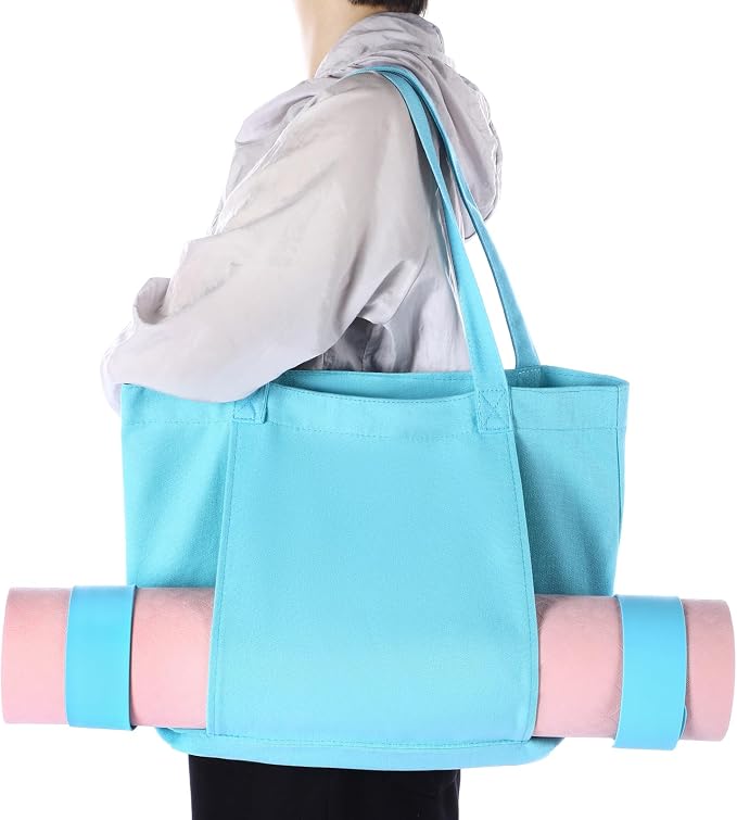 Halloscume Yoga Bag Set for Women Including Yoga Mat Tote Bag, Booty Resistance Bands, Non Slip Sports Socks Silicone Ties for Pilates Travel Workout Office Home Gym