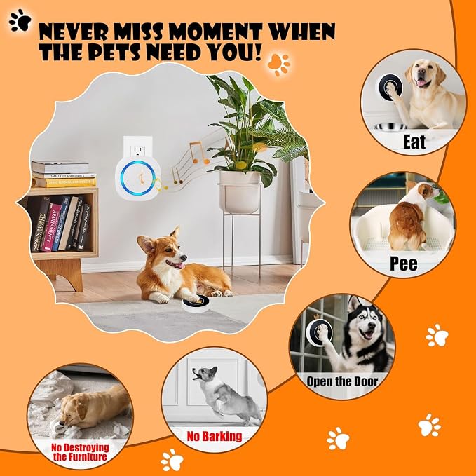 Smart Dog Door Bell Wireless Puppy DoorBell for Potty Training, Dog Bells to go Outside, IP55 Waterproof Bells for Dogs to Ring to go Potty (6 Receivers+12 Buttons)