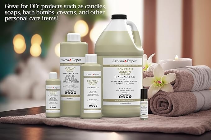 Egyptian Jasmine 4 oz. Fragrance Oil I Perfume I Skin Oil I Scented Oil. DIY Projects Such as Candles, Bath Bombs, Body Butters, Creams & Lotions. Few Drops in The Diffuser, Burners, or Warmers.