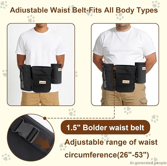 3-in-1 Dog Training Treat Bag with Adjustable Bolder Waist Belt, Include Waterproof Dog Treat Pouch, Mesh Training Tool Bag, Catch-All Bag with Poop Bag Dispenser for Full-day training and Hiking.