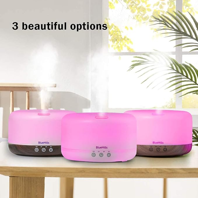 BlueHills Premium 1000 ML XL Essential Oil Diffuser Aromatherapy Humidifier with Remote for Large Room Home 18 Hour Run Huge Coverage Area 1 Liter Mood Lights Extra Large Capacity White D001