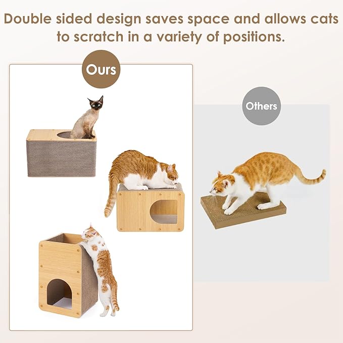 EHEYCIGA Cardboard Cat Scratcher House, 17-Inch Cat Scratch pad, Brown | Cat Scratching Board for Indoor Kitten Cats, High-density Corrugated Paper, Multi-function, Anti-scratch, Easy Install