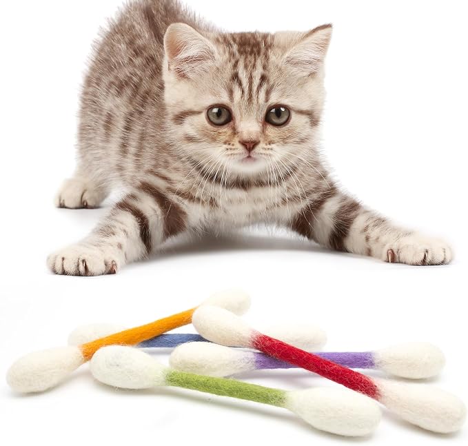 Glaciart One Swabs Cat Toys with Catnip - 12 Pk | Durable for Chew, Cute Cat Toys Interactive Kitty for Boredom, Exercise, & Play | Filled w/Organic Catnip for Anxiety & as Digestive Aid | Gift Idea