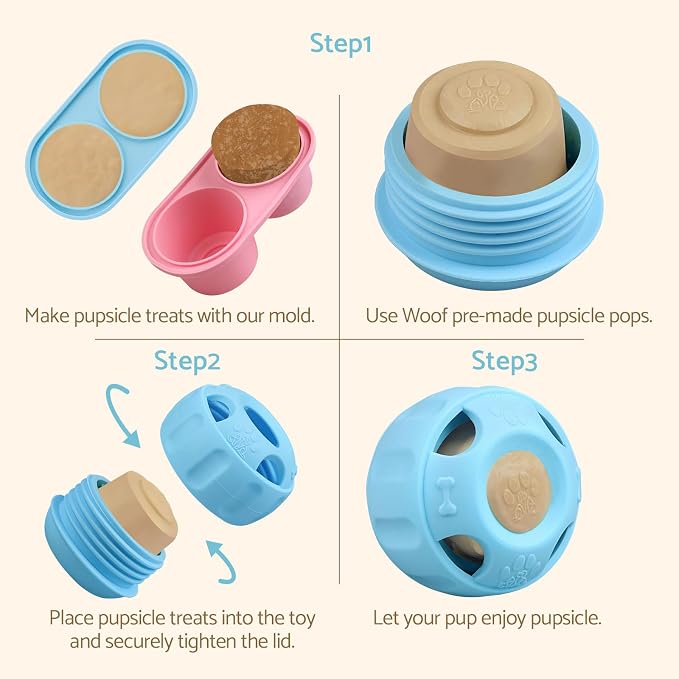 Party Popsicle and Treat Tray, Silicone Long-Lasting Interactive Dog Toys, Frozen Treat Dispensing, Keep Your Pup Busy, Compatible with Woof Pupsicle Chicken Refill Pops, for Dogs 25-70 lbs