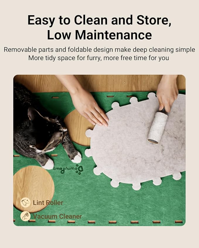 DownyPaws Cat House for Indoor Cats, 2-Storey Cat Bed Cave, Forest | Cat Hideaway Enclosed Bed,Cave Hideout Fort,Kitten Houses for Large Cats,Hide Box Bed Multicats Scratch Resistant