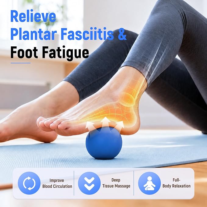 Massage Ball Lacrosse Ball for Myofascial Release, Massage Deep Tissue for Back, Neck, Foot Trigger Point Therapy, Full Body Muscle Knots, Relieving Muscle Pain (Blue)