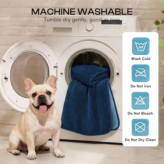 Luciphia Waterproof Blanket for Dog, Washable Reversible Fleece Pet Throw | Durable protector for bed, couch, crate, and furniture; leakproof and calming for dogs, cats, puppies Blue L(65''x57'')