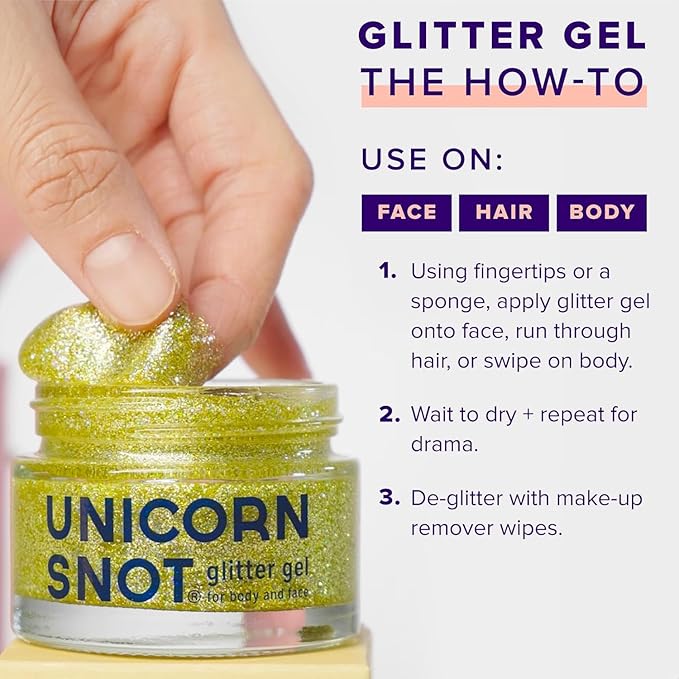 UNICORN SNOT Glitter Gel & Glitter Liquid Metal Lip Paint Bundle - Makeup for Festivals, Raves, Anime Cosplay - Safe for Face, Easy Application & Removal (Bling & Dune)