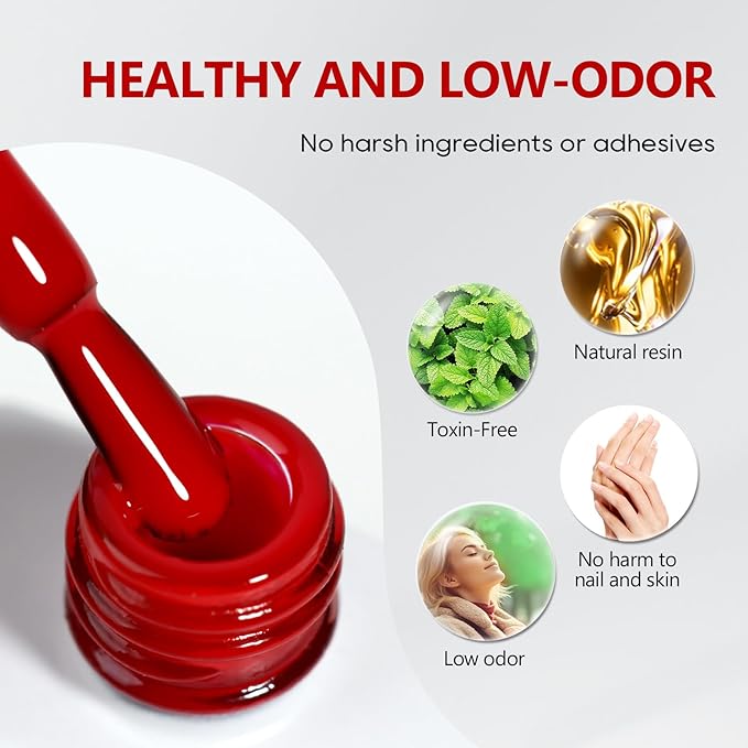 Red Gel Polish 1 Pcs 13ml, Bright Red Gel Nail Polish Red, Neon Red Gel Polish for UV Light Easy to Apply Soak Off Red Nail Polish Manicure Salon DIY at Home Suitable for Beginners
