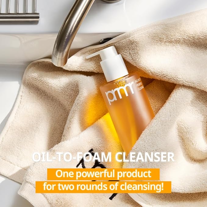 Primera (PRMR Oil To Foam Cleanser Korean Deep Cleansing Oil, Daily Makeup Remover, Blackheads, Dust and Dirt Removal, Pore Cleaning, Hyaluronic acid (200ml, 6.76 fl. oz)