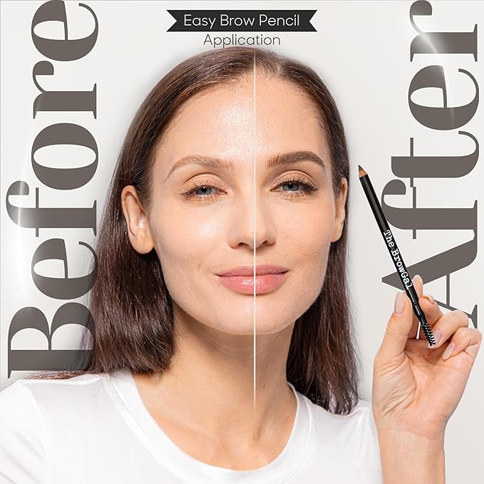 The BrowGal Eyebrow Pencil with Spoolie & Built in Sharpener - Shade 05 Taupe - Waterproof & Buildable Brow Pencil with Hair Like Strokes - Natural Looking, Soft Finish