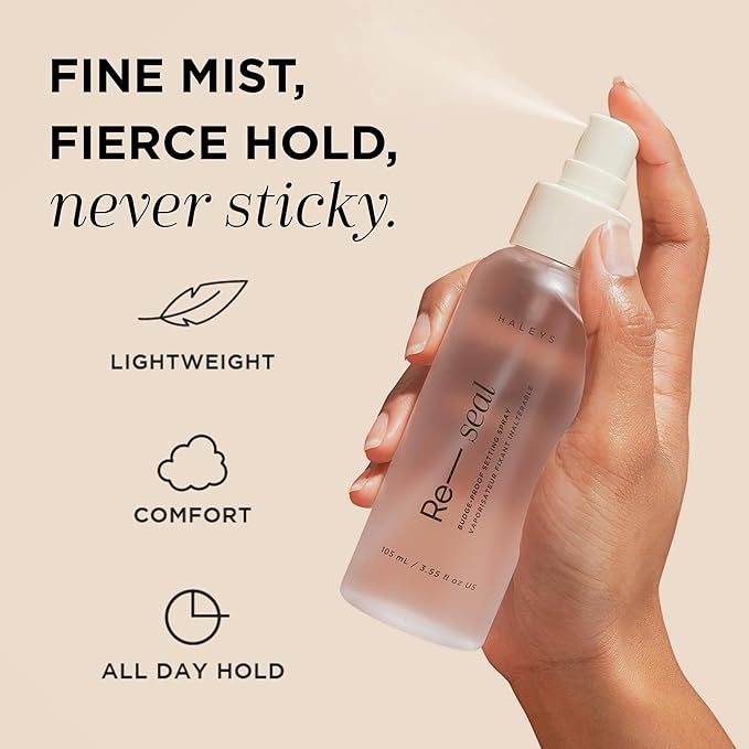 Re-seal Setting Spray - 16-Hour All-Day Hold - Prebiotics & Antioxidants - Oil-Control Hydrating Setting Spray - Ultra-Fine Mist for Natural Finish - Lightweight, Non-Sticky Formula by Haleys
