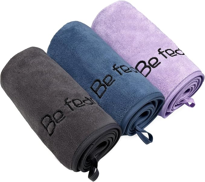 BOBOR Gym Towels for Men and Women, 3 Pack 15 x 30 Inch Microfiber Workout Towels, 400 GSM Quick Dry Sweat Towels with Center Hanging Loop, Soft Absorbent Sports Towels for Yoga, Running, Swimming