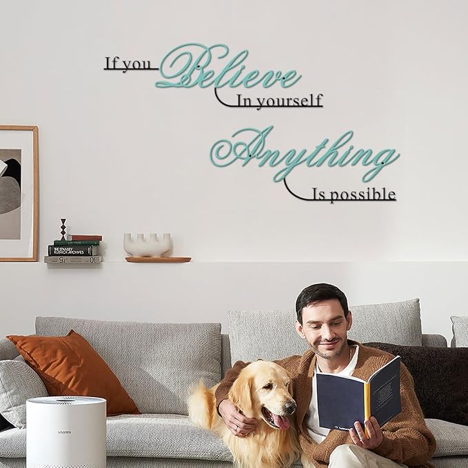 Resama If You Believe in Yourself,Anything is Possible Wall Art Decor 2 Pcs Metal Inspiration Encouragement Wall Art Sayings Black Inspirational Quotes Hanging Decoration(Colorful)