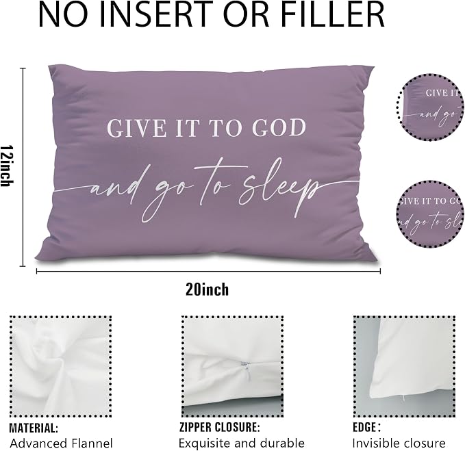 Give It to God and Go to Sleep, Decorative Pillows Cover for Bed, Throw Pillows Cover for Bed, 12x20 Inch Pillow Case, Decorative Bed Pillows Cover for Bedroom(12x20, Medium Grey)
