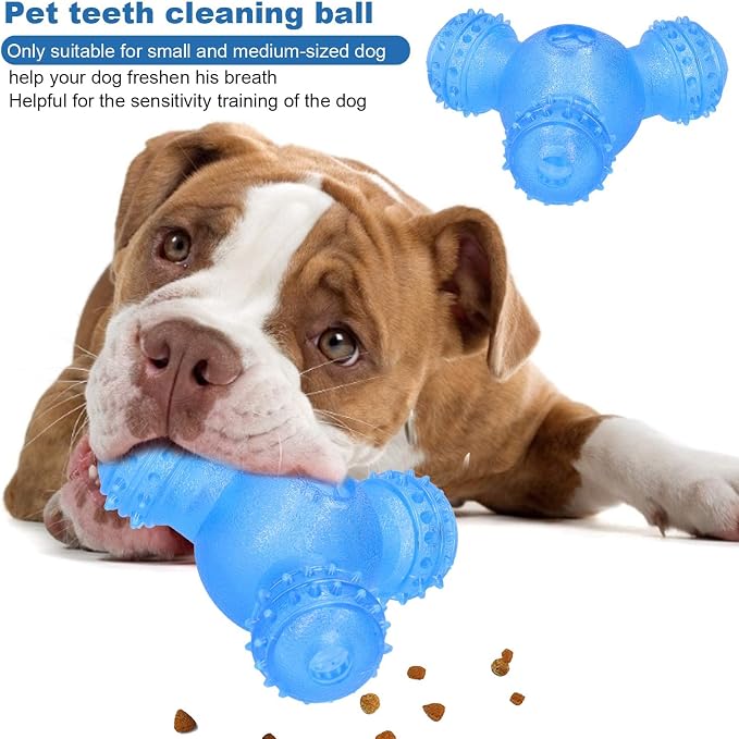 Cyrank Rolling Dog Treat Dispenser Slow Feeder, Funny Giggle Dog Puzzle Toy Slow Feeder Treat Toys Interactive Food Dispensing Dog Toys(Blue)