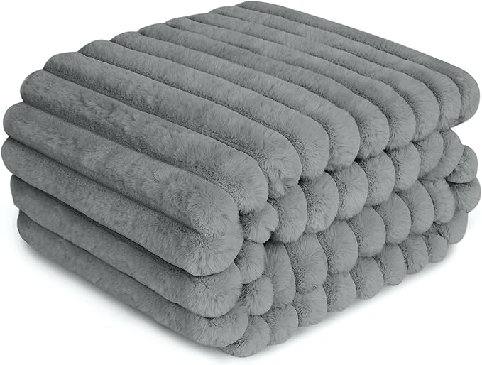 Waterproof Pet Blanket for Large Dogs & Cats - Reversible Calming Plush, Washable Furniture Cover for Couch, Bed, Car Seat, Blocks Leaks, Stains & Pet Fur (Grey, 60"x80")